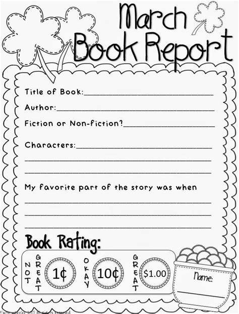 book report template 1st grade